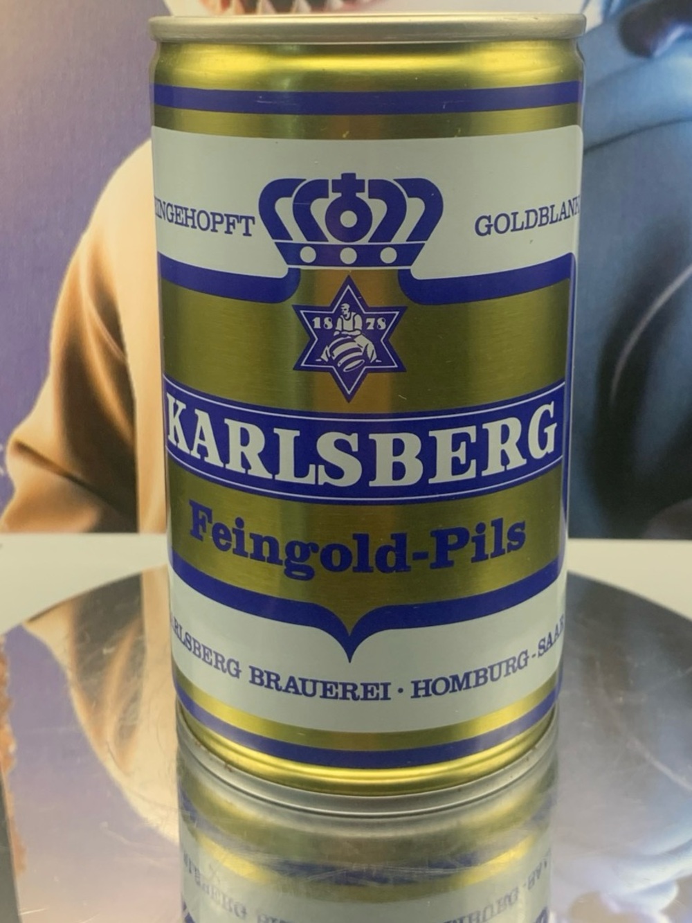 Vintage Beer Can Karlsberg Feingold-Pils Beer Empty Steel Can Germany